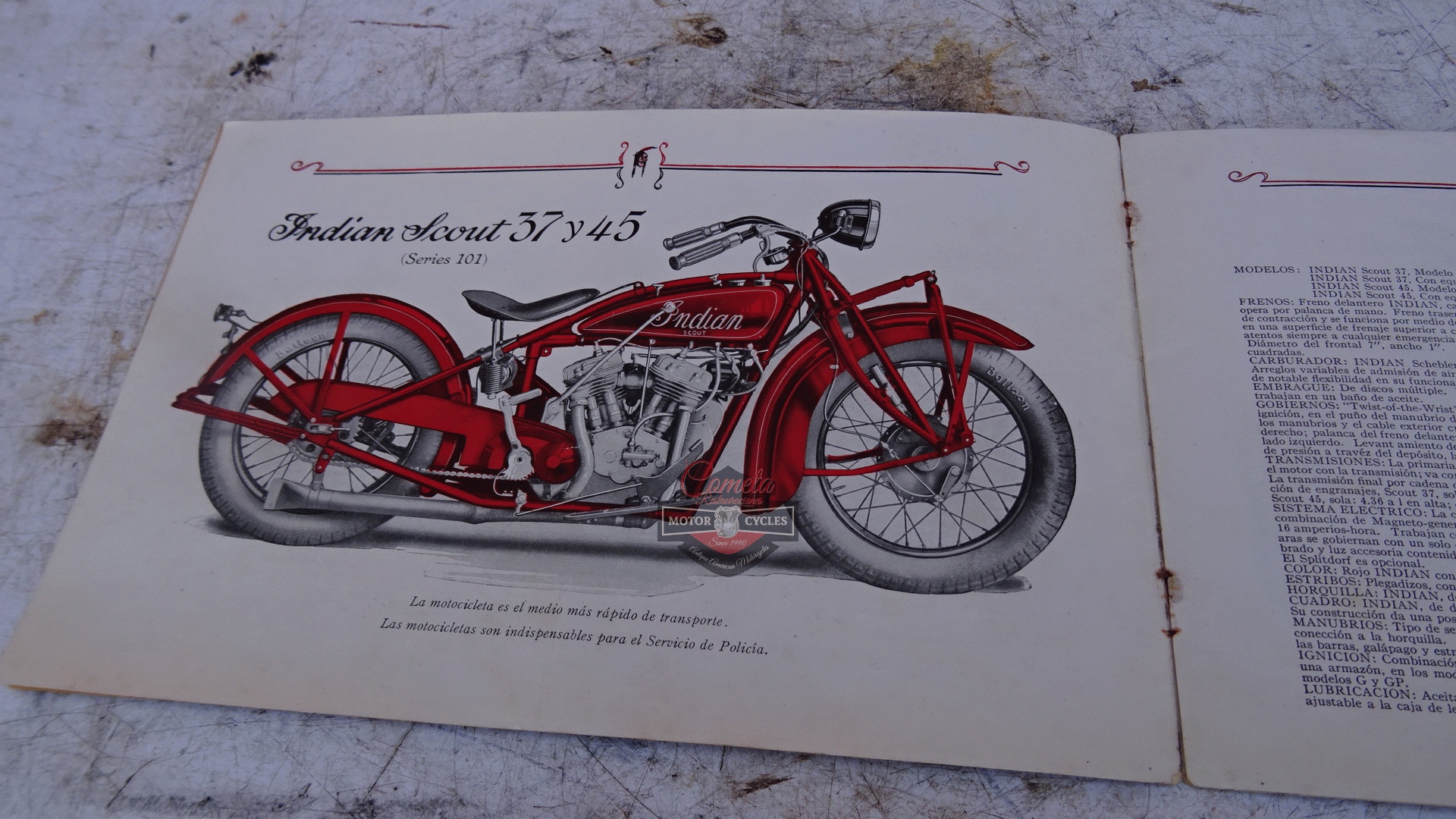 CATALOGO ORIGINAL MOTOCICLETAS INDIAN AÑO 1928  TODOS LOS MODELOS 